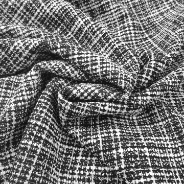 Jersey - Chanel szövet hatású, fekete-fehér színben, lurex szállal