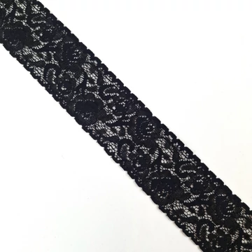 Csipke szalag – Fekete színben, elasztikus, 4,5 cm Csipke szalag – Fekete színben, elasztikus, 4,5 cm