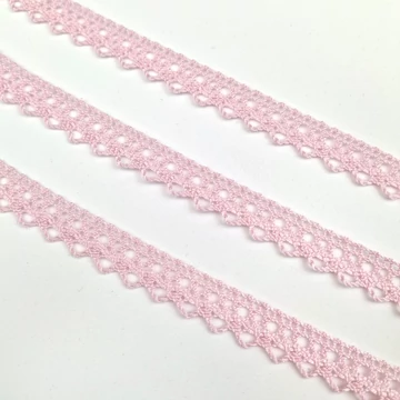 Csipke szalag – Rózsaszín pamut csipke, 1cm