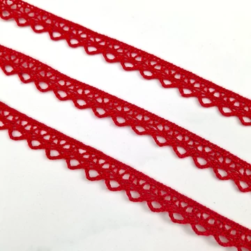 Csipke szalag – Piros pamut csipke, 1cm