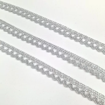 Csipke szalag – Szürke pamut csipke, 1cm