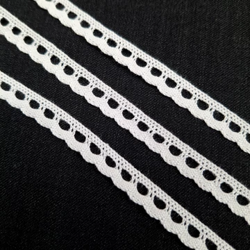 Csipke szalag – Fehér pamut csipke, 1cm