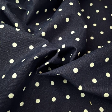 Dekorvászon – Sötétkék alapon pöttyös mintával, LONETA, extra széles
