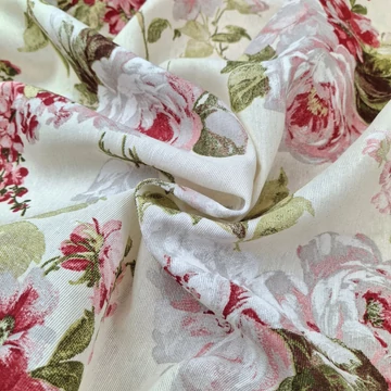 Dekorvászon - Pirosas-rózsaszín rózsacsokros mintával