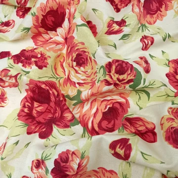 Dekorvászon - Romantikus rózsa mintával, piros Dekorvászon - Romantikus rózsa mintával, piros