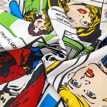 Dekorvászon – Nagyméretű képregényes mintával, LONETA, extra széles