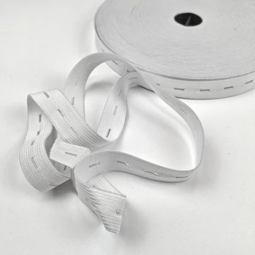 Gumiszalag – Gomblyukas gumi fehér színben, 20mm