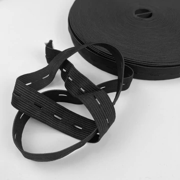 Gumiszalag – Gomblyukas gumi fekete színben, 20mm