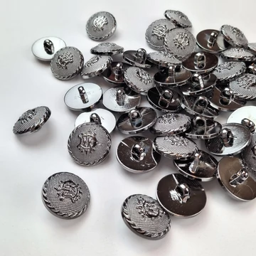 Műanyag gomb, SILVER  – Ékszergomb/címeres gomb antik ezüst színben, 40" (8106)