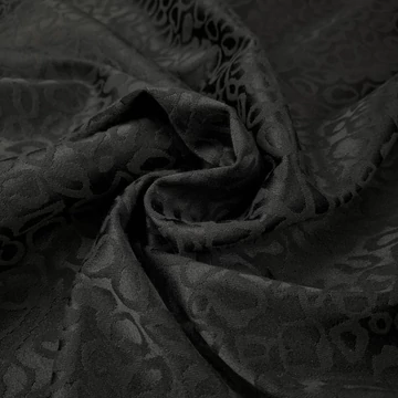 Jacquard, elasztikus – Fekete színben, párduc mintával