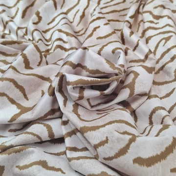 Jég jersey - Szőrme hatású barna színű zebra mintával