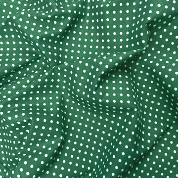 Pamutvászon – Örökzöld, fehér 2mm pöttyös mintával Pamutvászon – Örökzöld, fehér 2mm pöttyös mintával