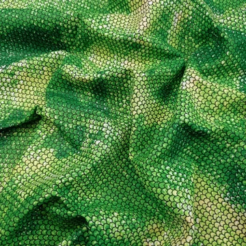 Pamutvászon - Kígyóbőr hatású mintával, zöld Pamutvászon - Kígyóbőr hatású mintával, zöld