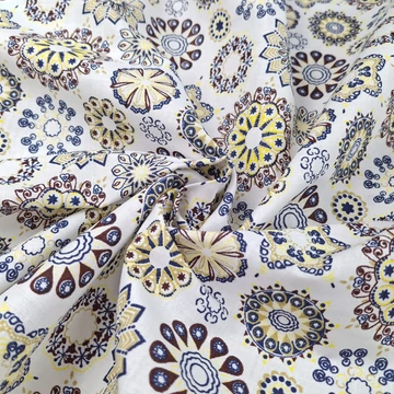 Pamutvászon - Sárga/kék mandala mintával Pamutvászon - Sárga/kék mandala mintával