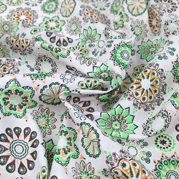 Pamutvászon - Zöld mandala mintával Pamutvászon - Zöld mandala mintával
