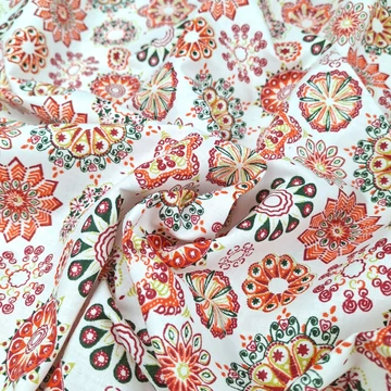 Pamutvászon - Narancssárga mandala mintával Pamutvászon - Narancssárga mandala mintával
