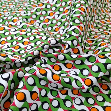 Pamut szatén, elasztikus - Pávaszem mintával