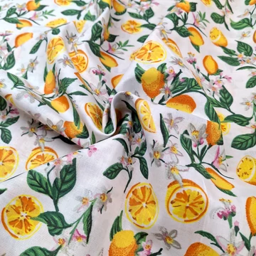 Pamutvászon - Leveles citrom mintával