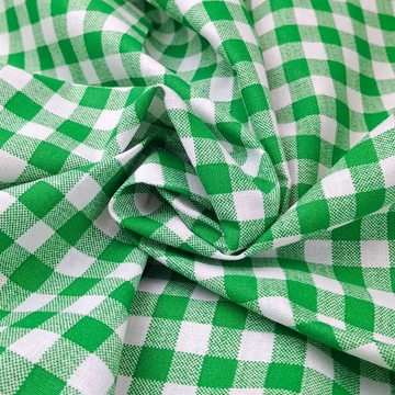Pamutvászon - Zöld-fehér kockás mintával