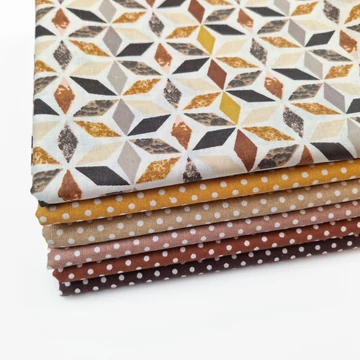 Patchwork pamutvászon csomag - Barna színben, 6 db
