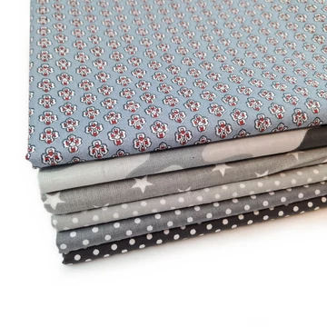 Patchwork pamutvászon csomag - Szürke színben, (2) 6 db