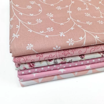 Patchwork pamutvászon csomag - Rózsaszín színben, 6 db