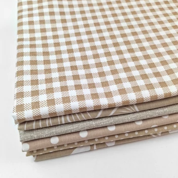 Patchwork pamutvászon csomag - Bézs színben, 6 db