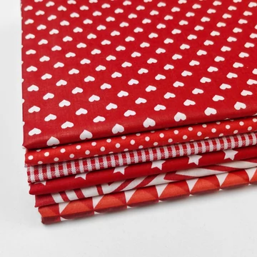 Patchwork pamutvászon csomag - Piros színben, 6 db