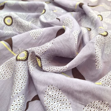 Viszkóz selyem - Lila virágos mintával