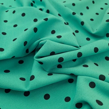Scuba Crepe – Menta színű alapon pöttyös mintával