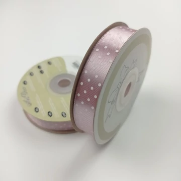 Szatén szalag - Pöttyös, mályva színben, 5 mm, 25 m