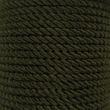 Sodrott zsinór – Khaki zöld színben, fényes, 3mm