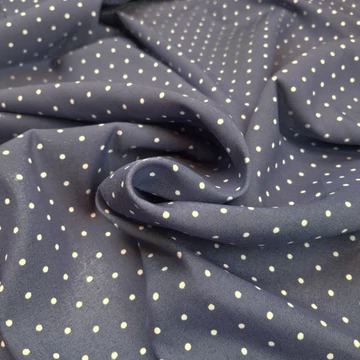 Tencel szövet, Denim – Farmer kék alapon fehér pöttyös mintával