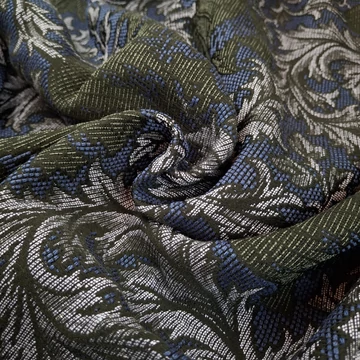 Jacquard – Ornamentikus levél mintával, sötétkék