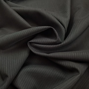 Gyapjú szövet - Sötétszürke színben, szaggatott csíkos mintával