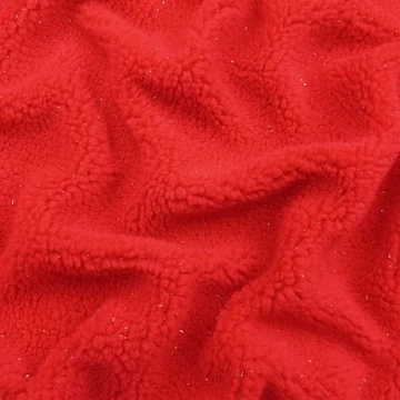 Teddy műszőrme - Piros színben, arany lurex szállal Teddy műszőrme - Piros színben, arany lurex szállal