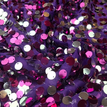 Alkalmi tüll – Flitterrel díszítve, lila-ezüst színben