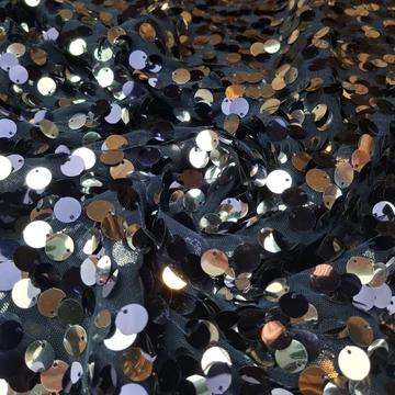 Alkalmi tüll – Flitterrel díszítve, sötétkék-ezüst színben