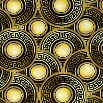 Bútorvászon – Fekete-sárga görög mintával, LONETA