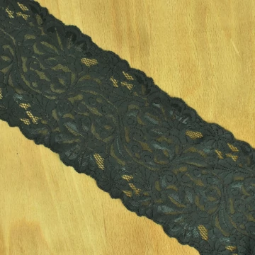 Csipke szalag – Sötétzöld színben, elasztikus, 14cm