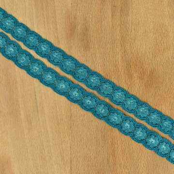 Csipke szalag – Türkizzöld színben, elasztikus, 2cm