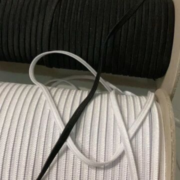 Gumiszalag (350m/orsó) – Gumipertli laza, fehér és fekete színben, 4mm