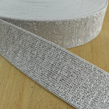 Gumiszalag – Ezüst lurexes, 38mm