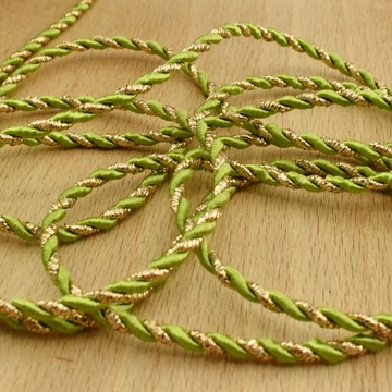 Zsinór – Sodrott, arany és zöld színben, 3mm Zsinór – Sodrott, arany és zöld színben, 3mm