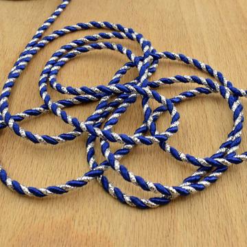 Zsinór – Sodrott, ezüst és kék színben, 3mm