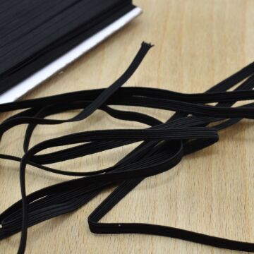 Gumiszalag –Bordázott gumi fekete színben, 5mm