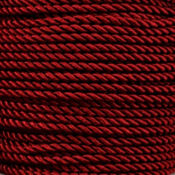 Sodrott zsinór – Bordó színben, fényes, 3mm