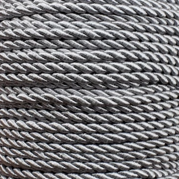 Sodrott zsinór – Ezüstszürke színben, fényes, 3mm Sodrott zsinór – Ezüstszürke színben, fényes, 3mm