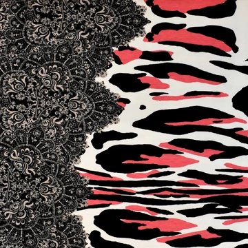 Viszkóz jersey – Rózsaszín leopárd mintával, bordűrös