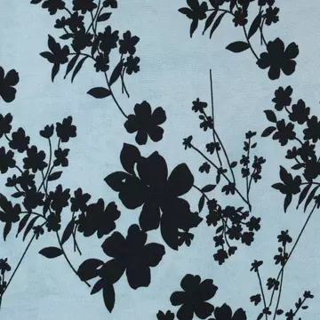 Műszál selyem – Fekete nagy virágos mintával